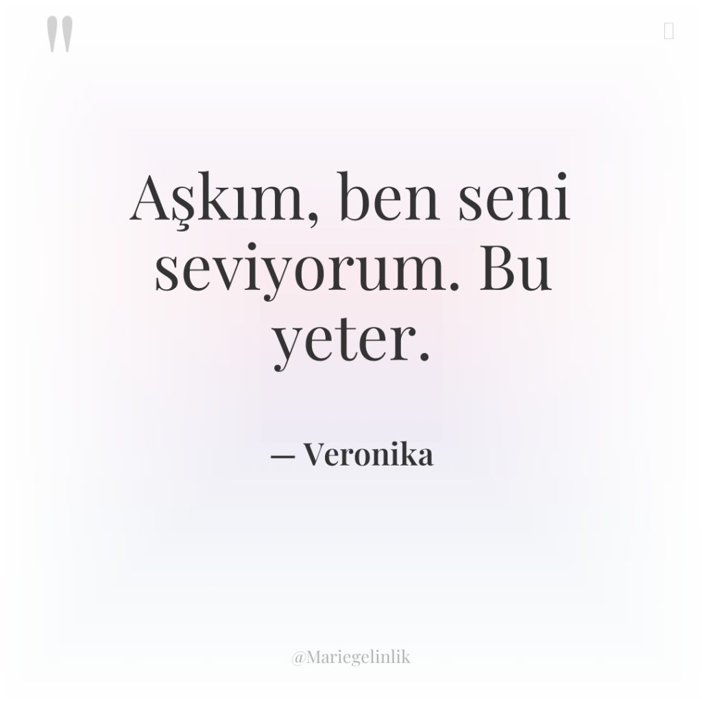 Aşkım, ben seni seviyorum. Bu yeter.