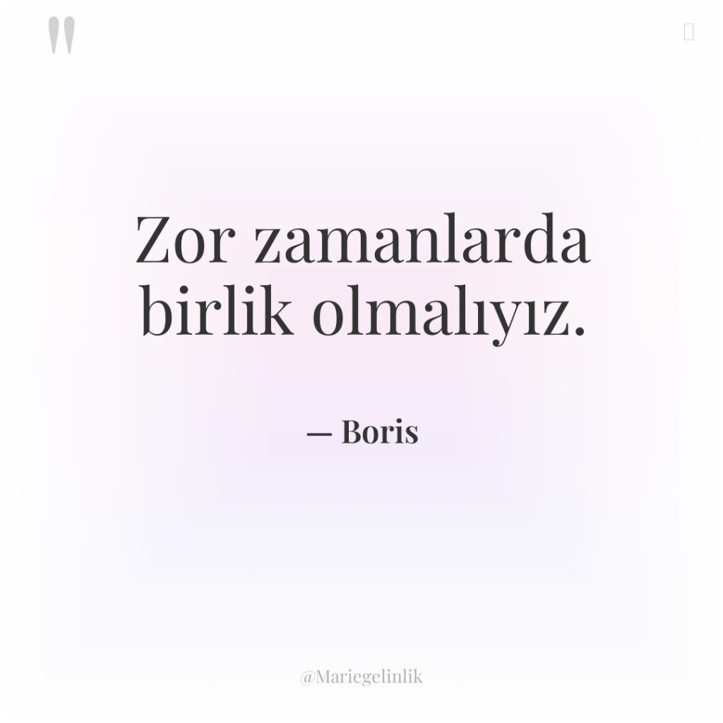 Zor zamanlarda birlik olmalıyız.