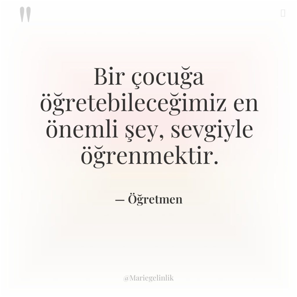 Bir çocuğa öğretebileceğimiz en önemli şey, sevgiyle öğrenmektir.