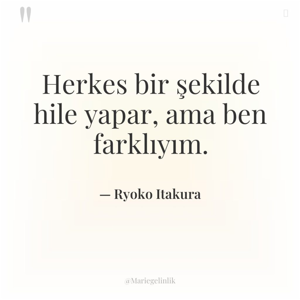 Herkes bir şekilde hile yapar, ama ben farklıyım.