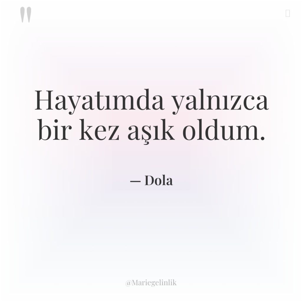 Hayatımda yalnızca bir kez aşık oldum.