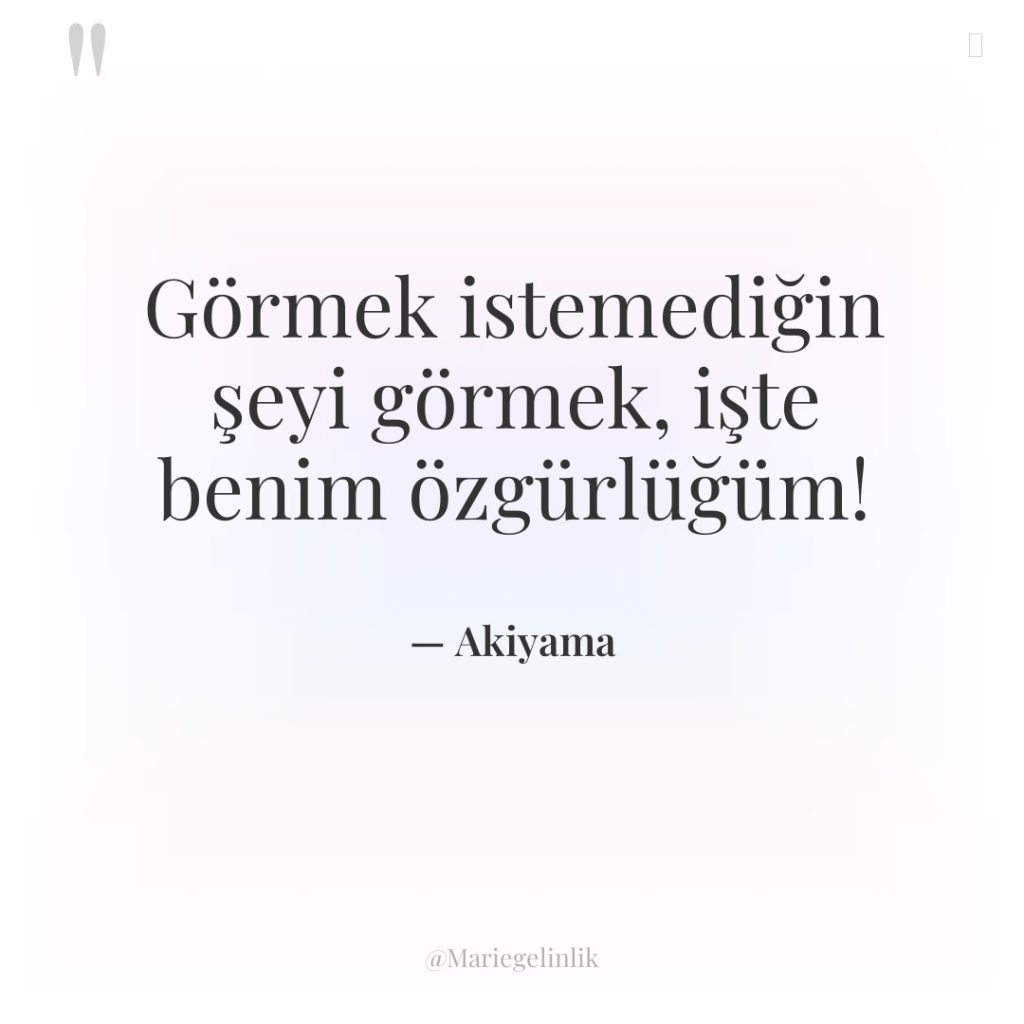 Görmek istemediğin şeyi görmek, işte benim özgürlüğüm!