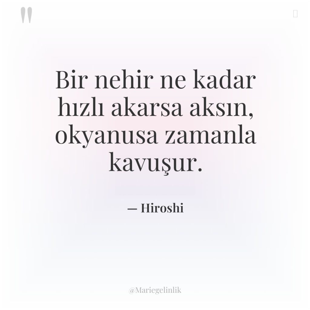 Bir nehir ne kadar hızlı akarsa aksın, okyanusa zamanla kavuşur.