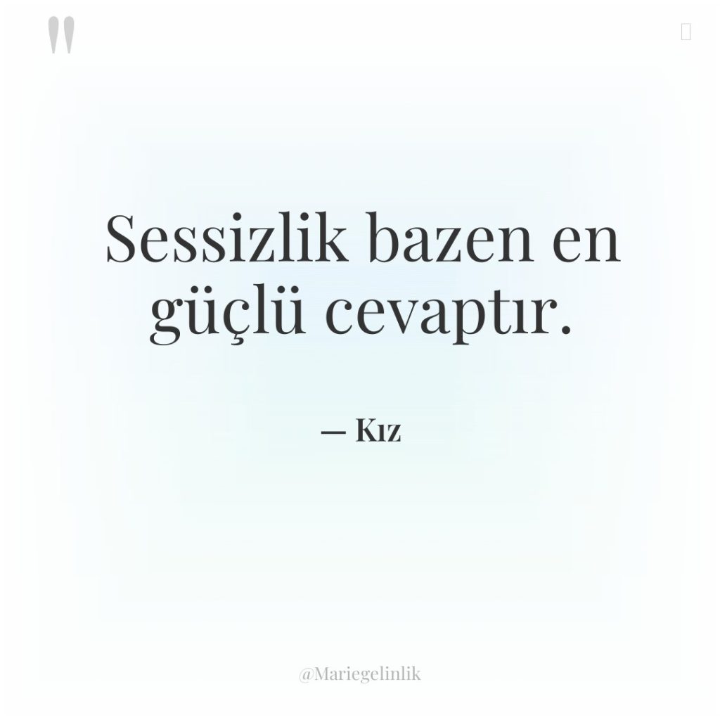 Sessizlik bazen en güçlü cevaptır.