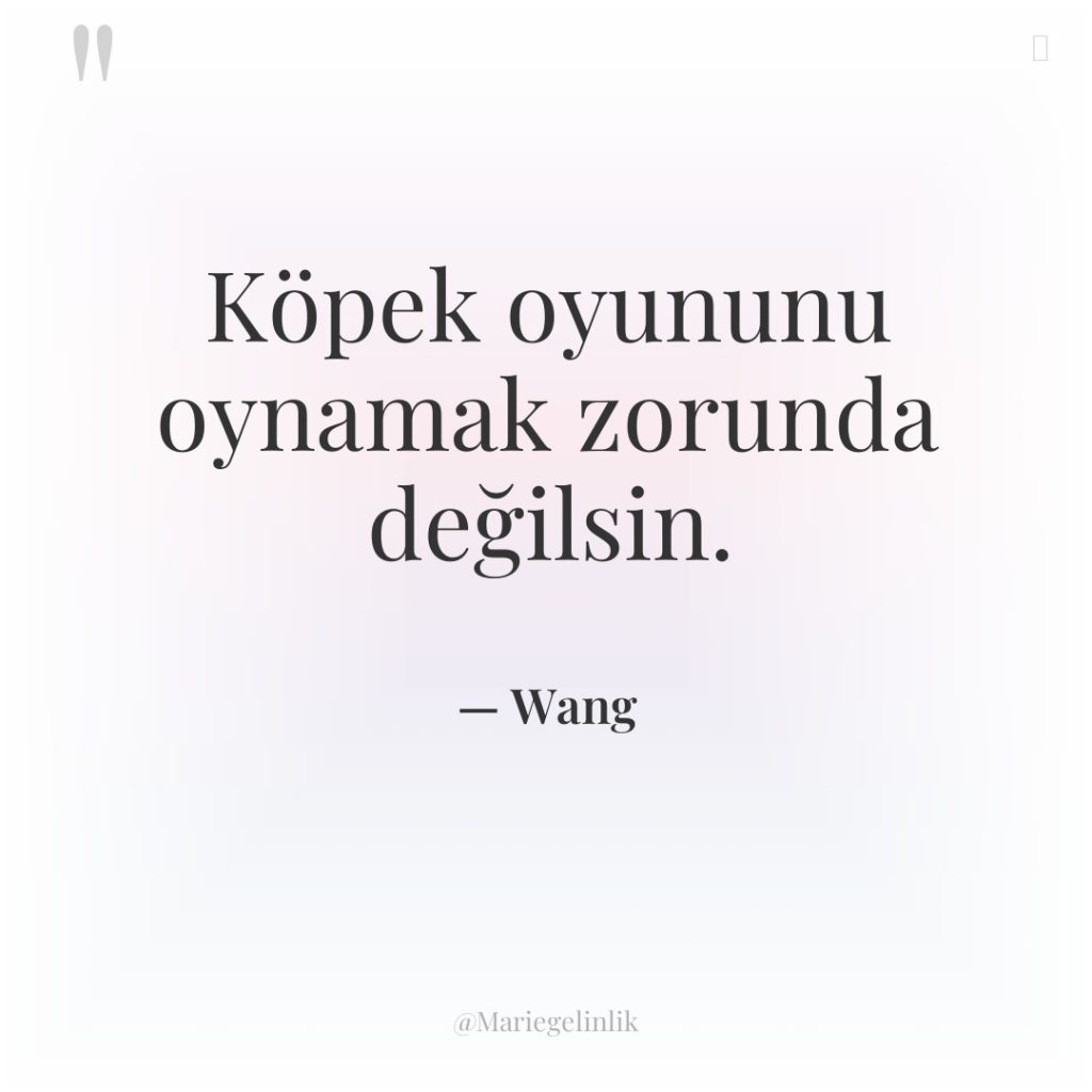 Köpek oyununu oynamak zorunda değilsin.