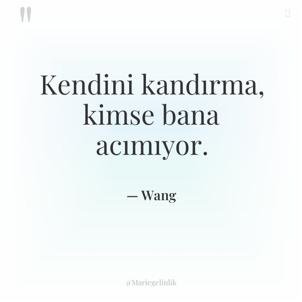 Kendini kandırma, kimse bana acımıyor.