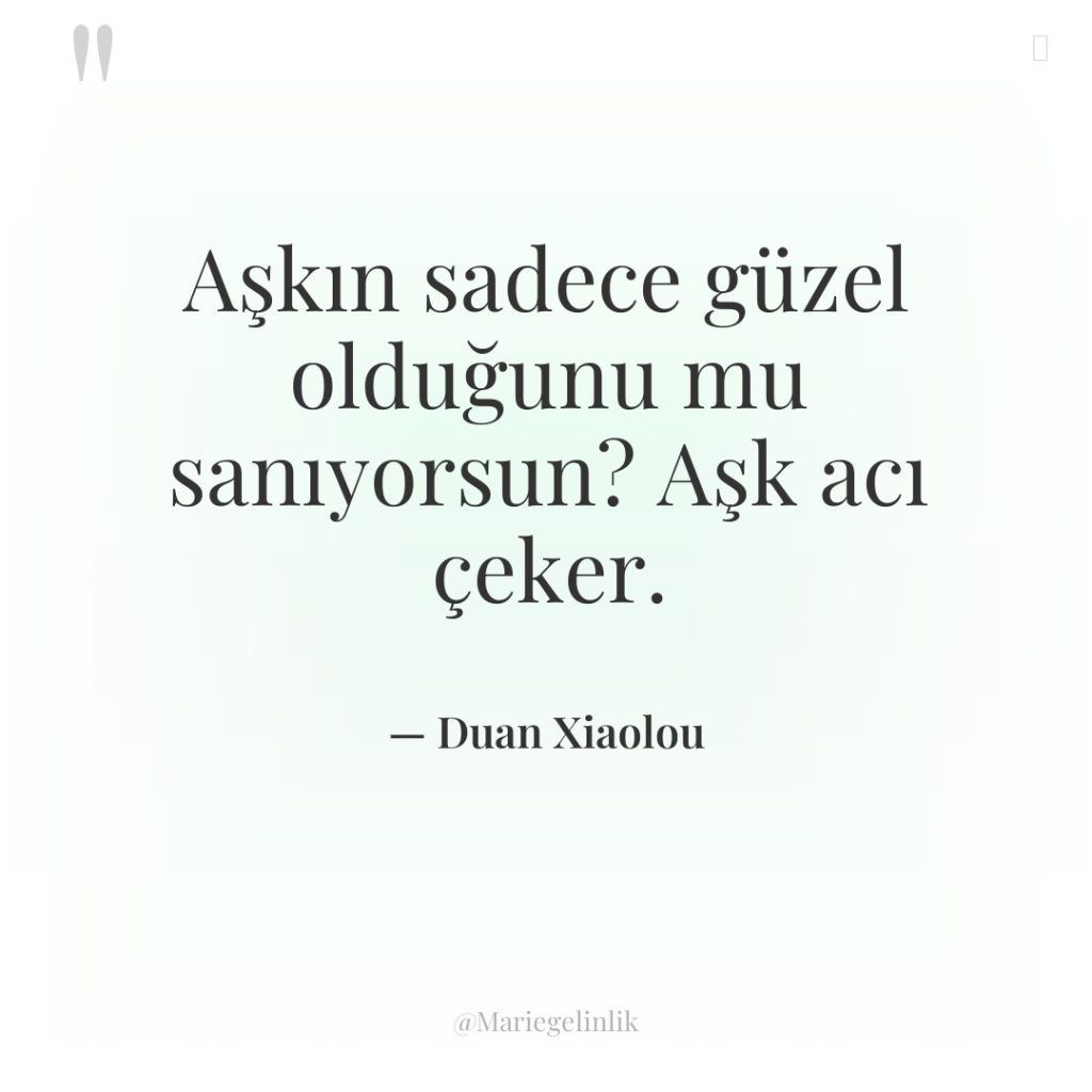 Aşkın sadece güzel olduğunu mu sanıyorsun? Aşk acı çeker.