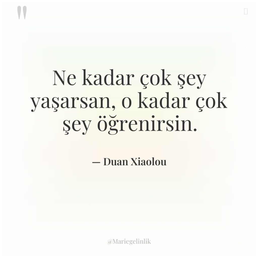 Ne kadar çok şey yaşarsan, o kadar çok şey öğrenirsin.