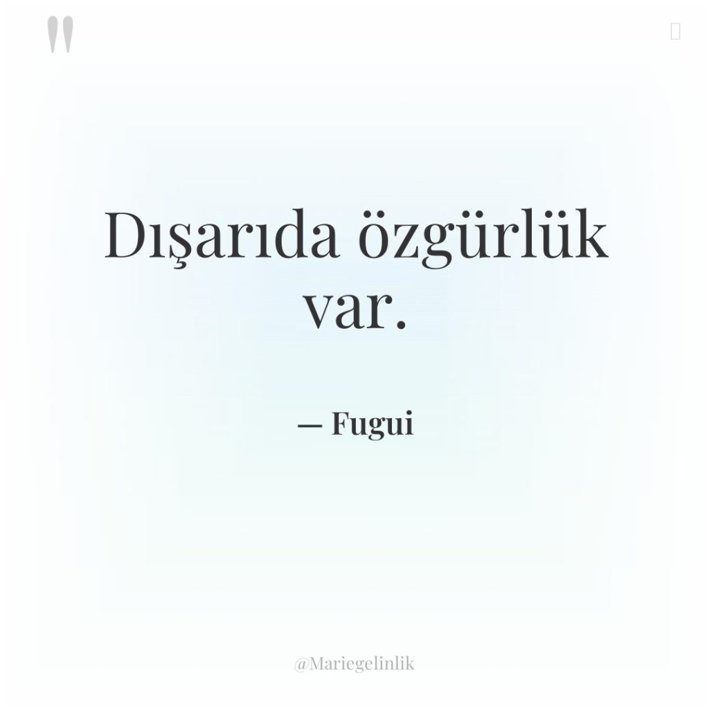 Dışarıda özgürlük var.