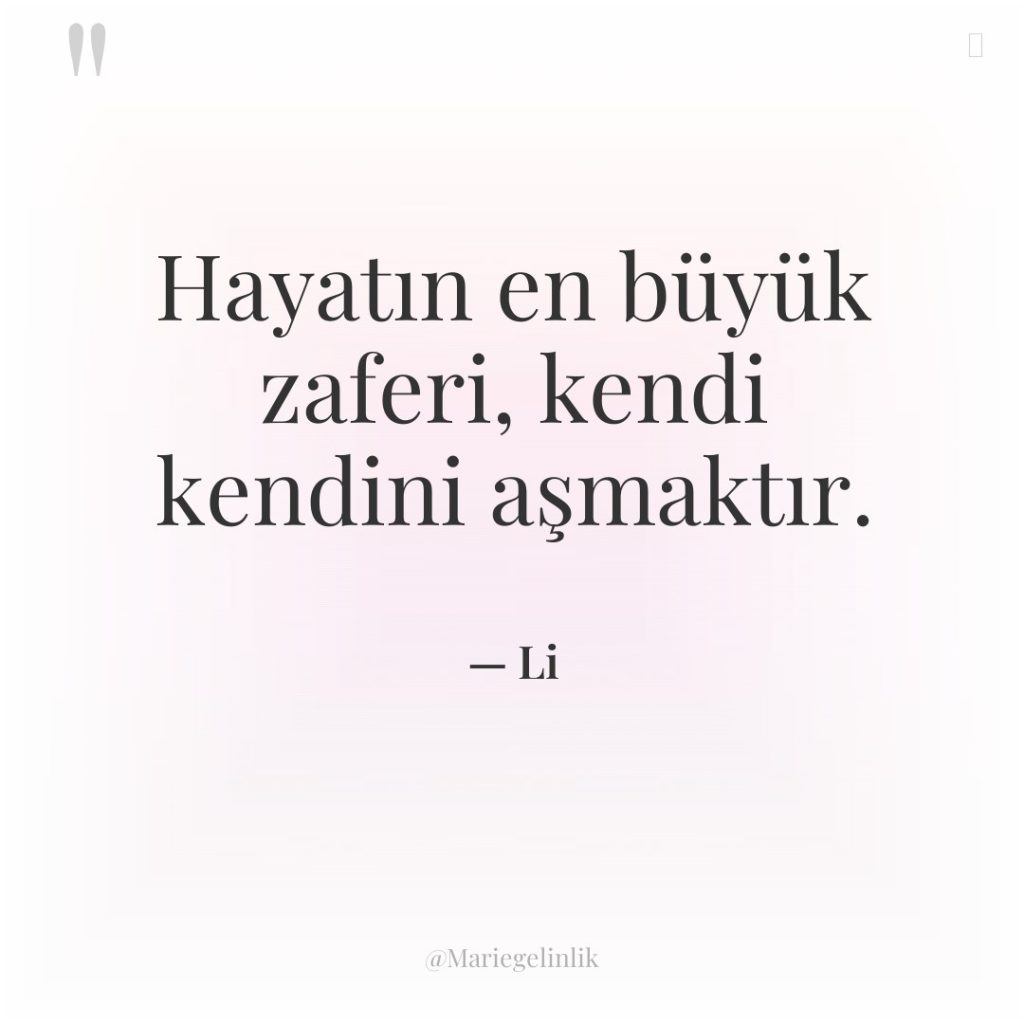 Hayatın en büyük zaferi, kendi kendini aşmaktır.