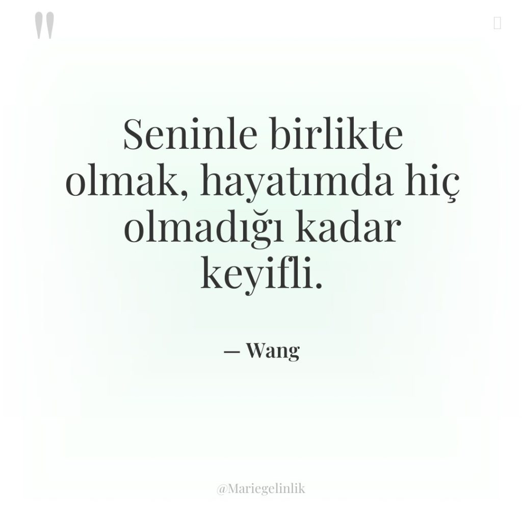 Seninle birlikte olmak, hayatımda hiç olmadığı kadar keyifli.