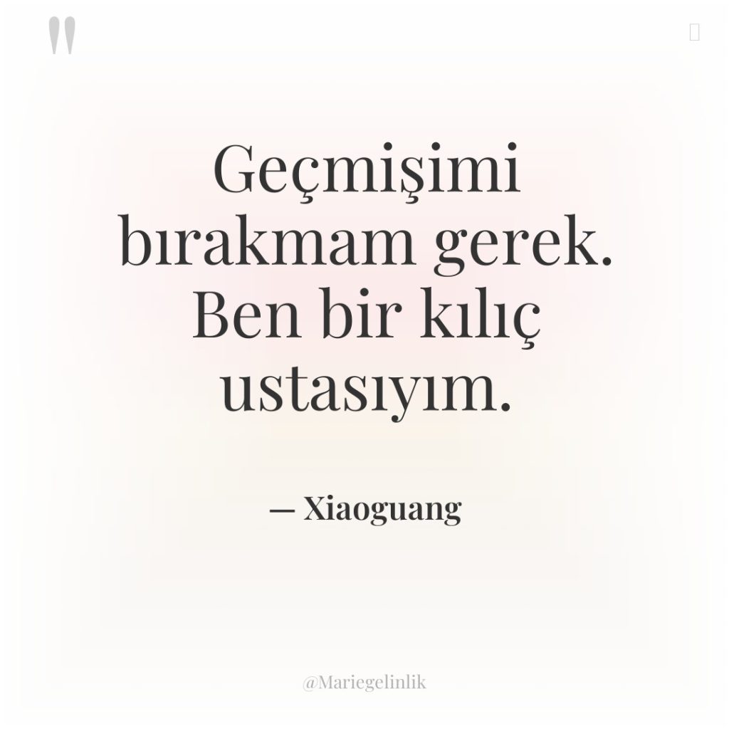 Geçmişimi bırakmam gerek. Ben bir kılıç ustasıyım.