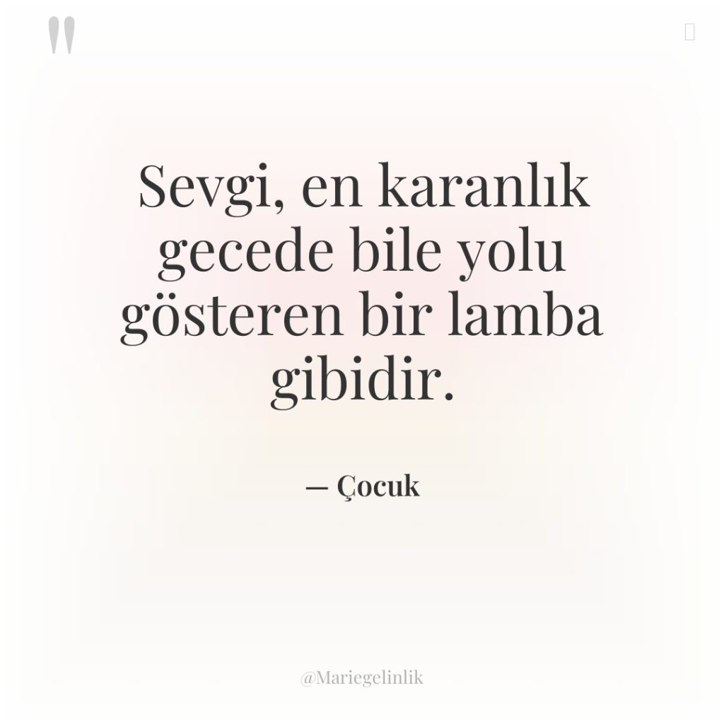 Sevgi, en karanlık gecede bile yolu gösteren bir lamba gibidir.