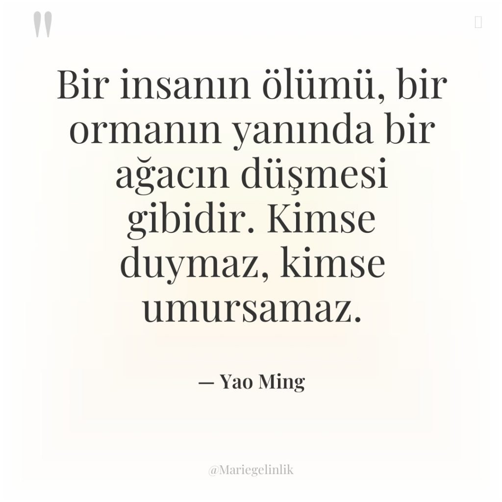 Bir insanın ölümü, bir ormanın yanında bir ağacın düşmesi gibidir….