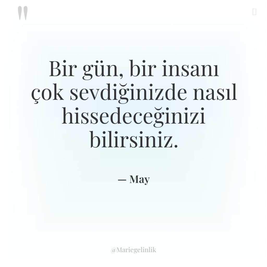 Bir gün, bir insanı çok sevdiğinizde nasıl hissedeceğinizi bilirsiniz.