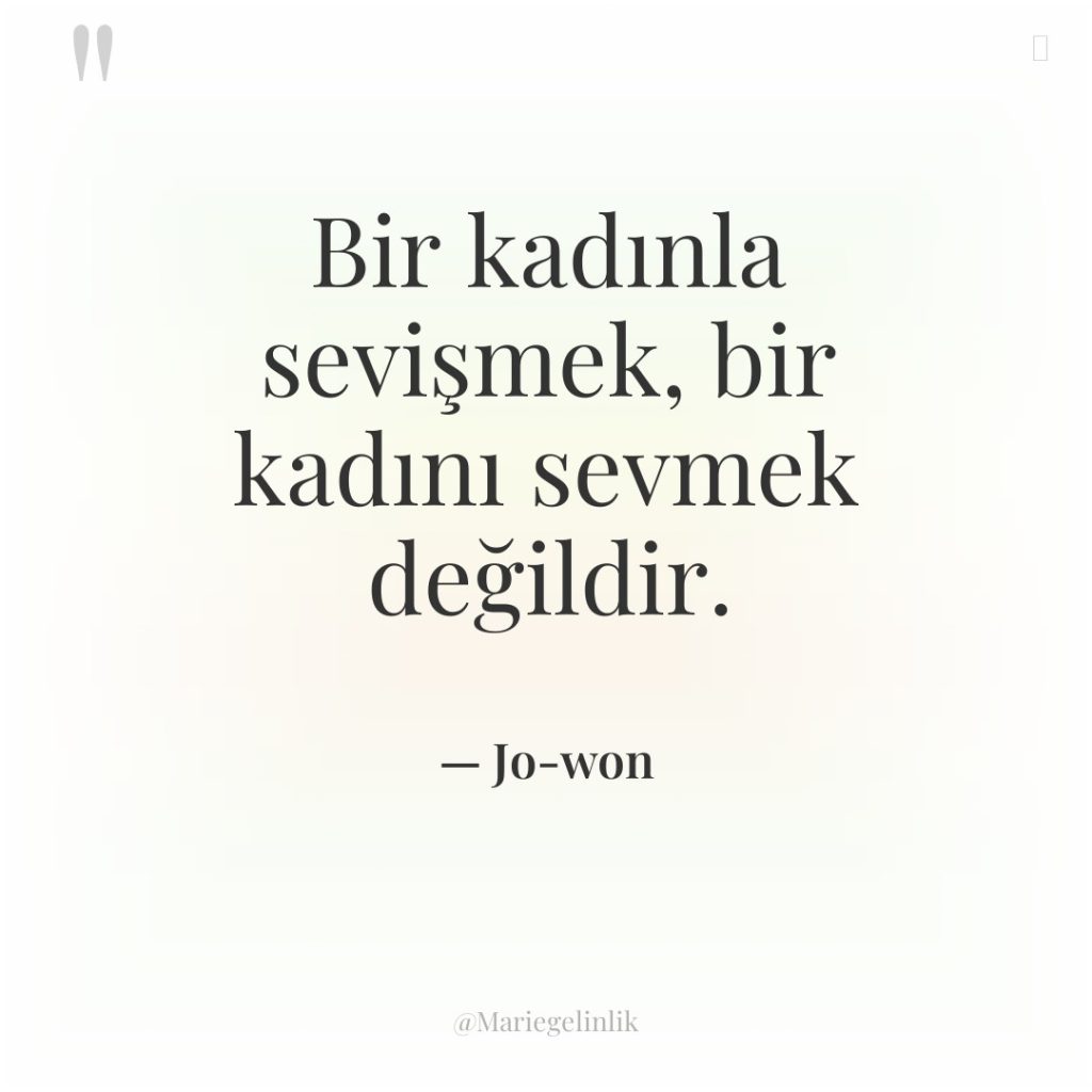 Bir kadınla sevişmek, bir kadını sevmek değildir.