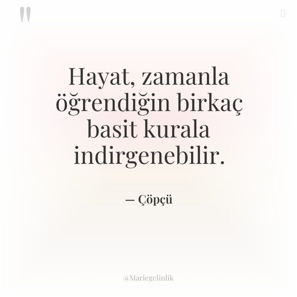 Hayat, zamanla öğrendiğin birkaç basit kurala indirgenebilir.