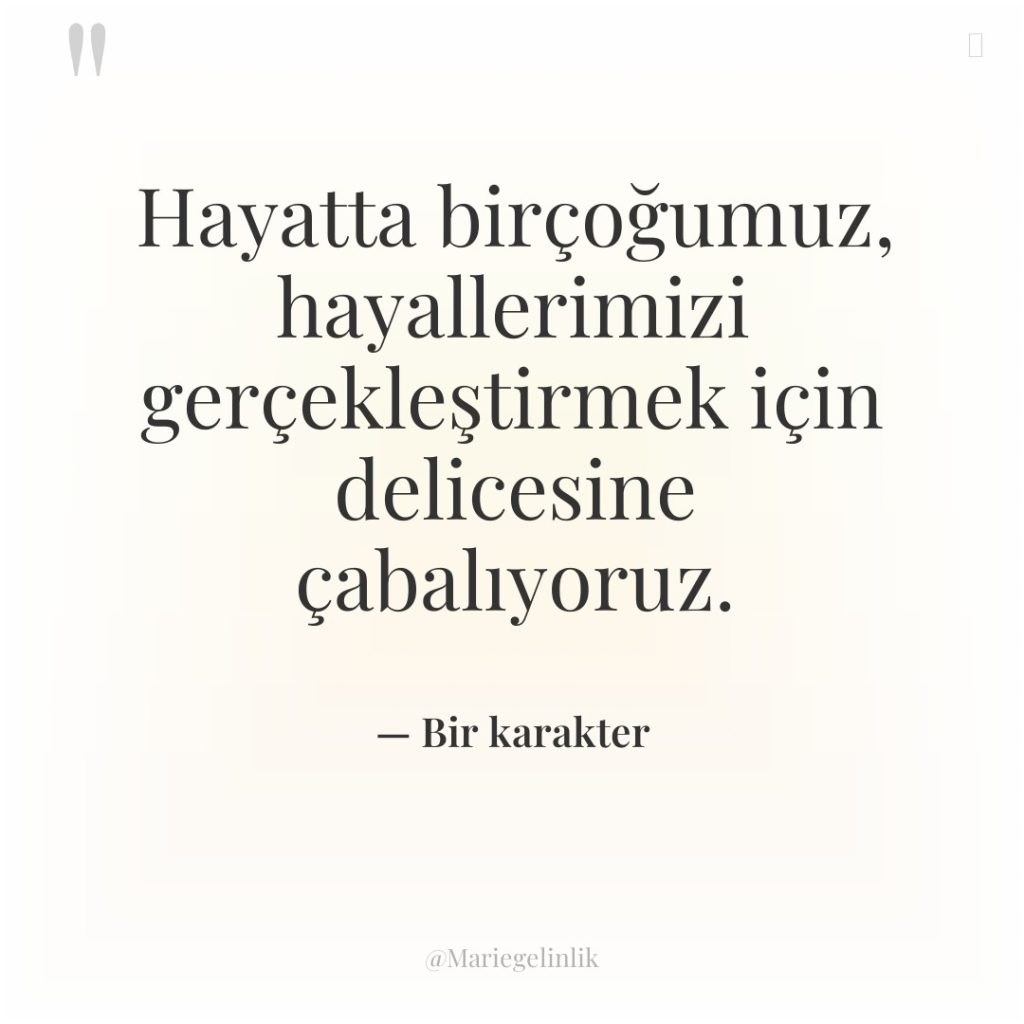 Hayatta birçoğumuz, hayallerimizi gerçekleştirmek için delicesine çabalıyoruz.
