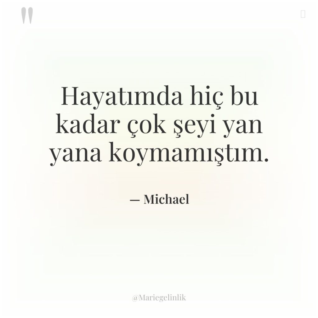 Hayatımda hiç bu kadar çok şeyi yan yana koymamıştım.