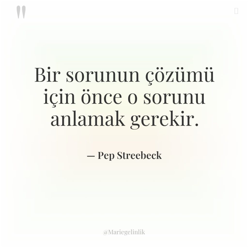 Bir sorunun çözümü için önce o sorunu anlamak gerekir.