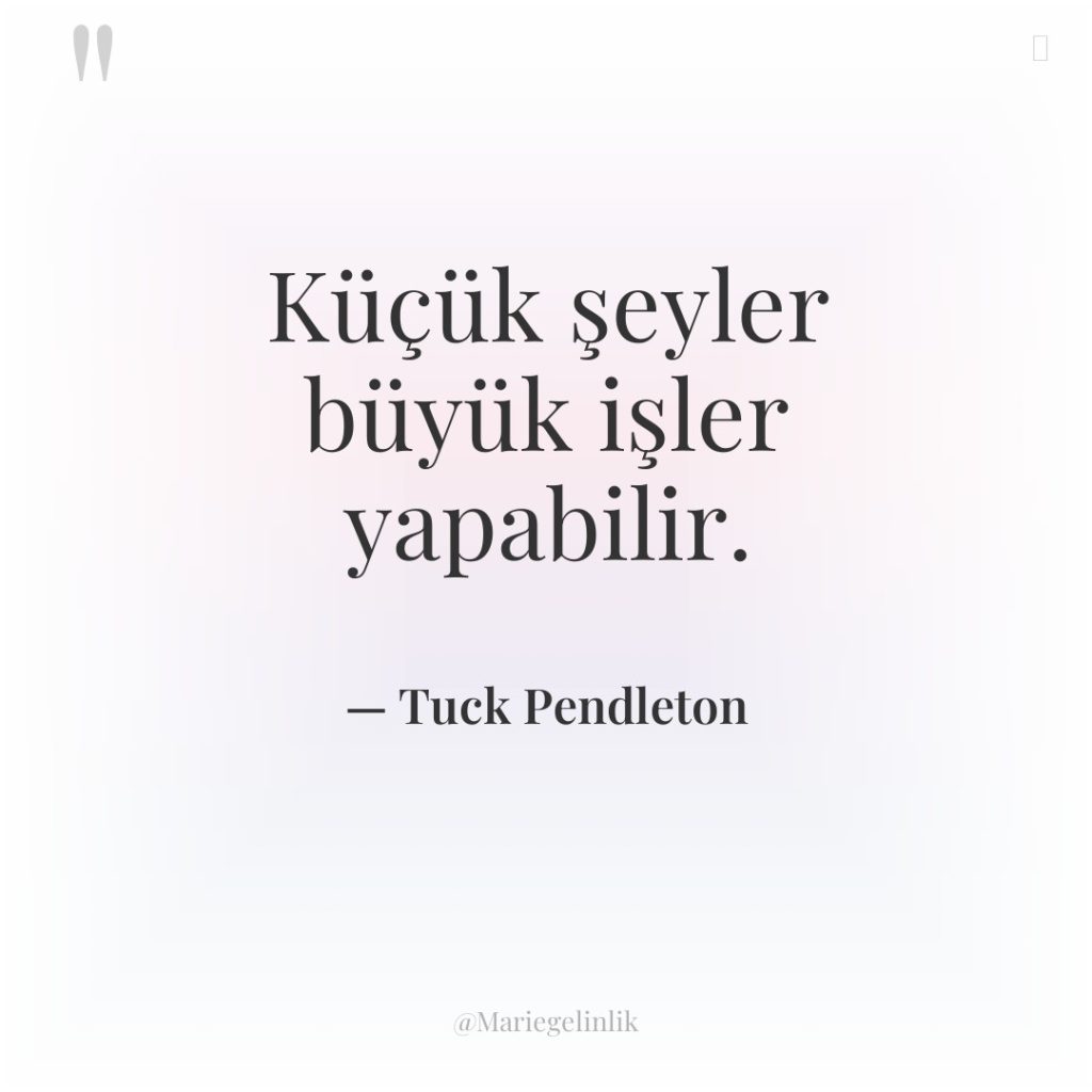 Küçük şeyler büyük işler yapabilir.