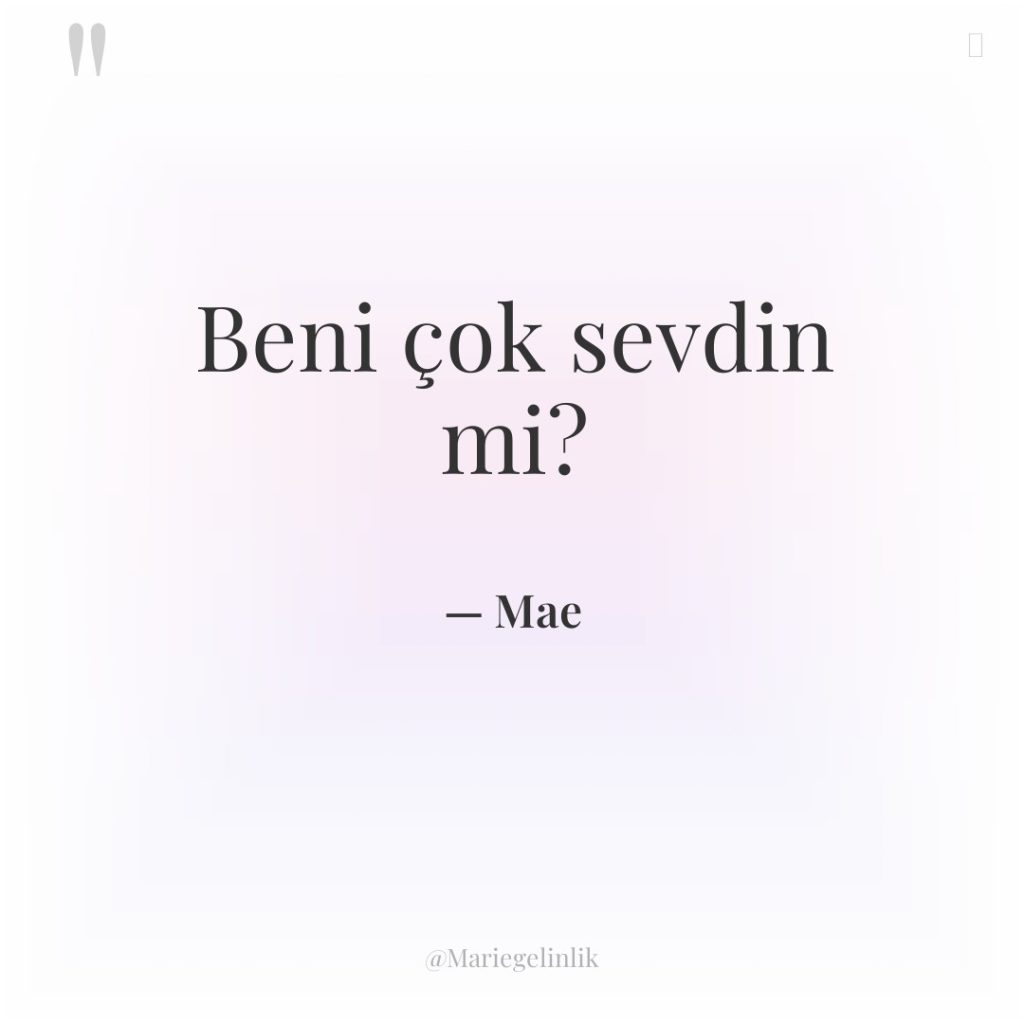 Beni çok sevdin mi?