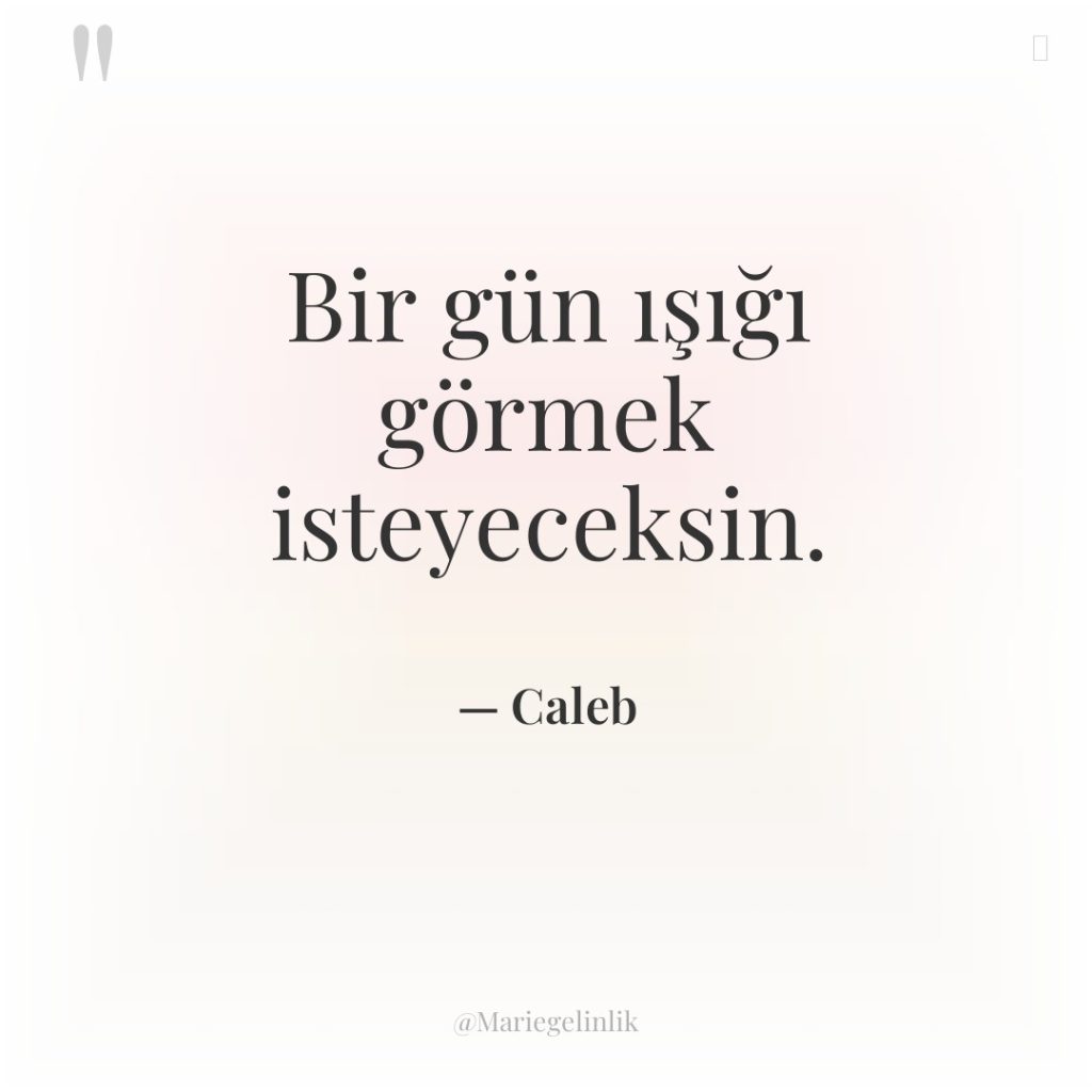 Bir gün ışığı görmek isteyeceksin.