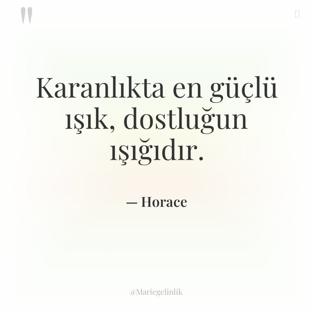 Karanlıkta en güçlü ışık, dostluğun ışığıdır.