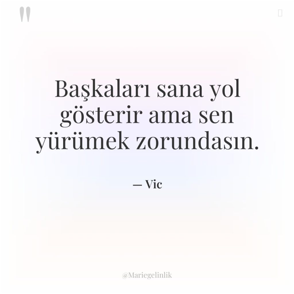 Başkaları sana yol gösterir ama sen yürümek zorundasın.