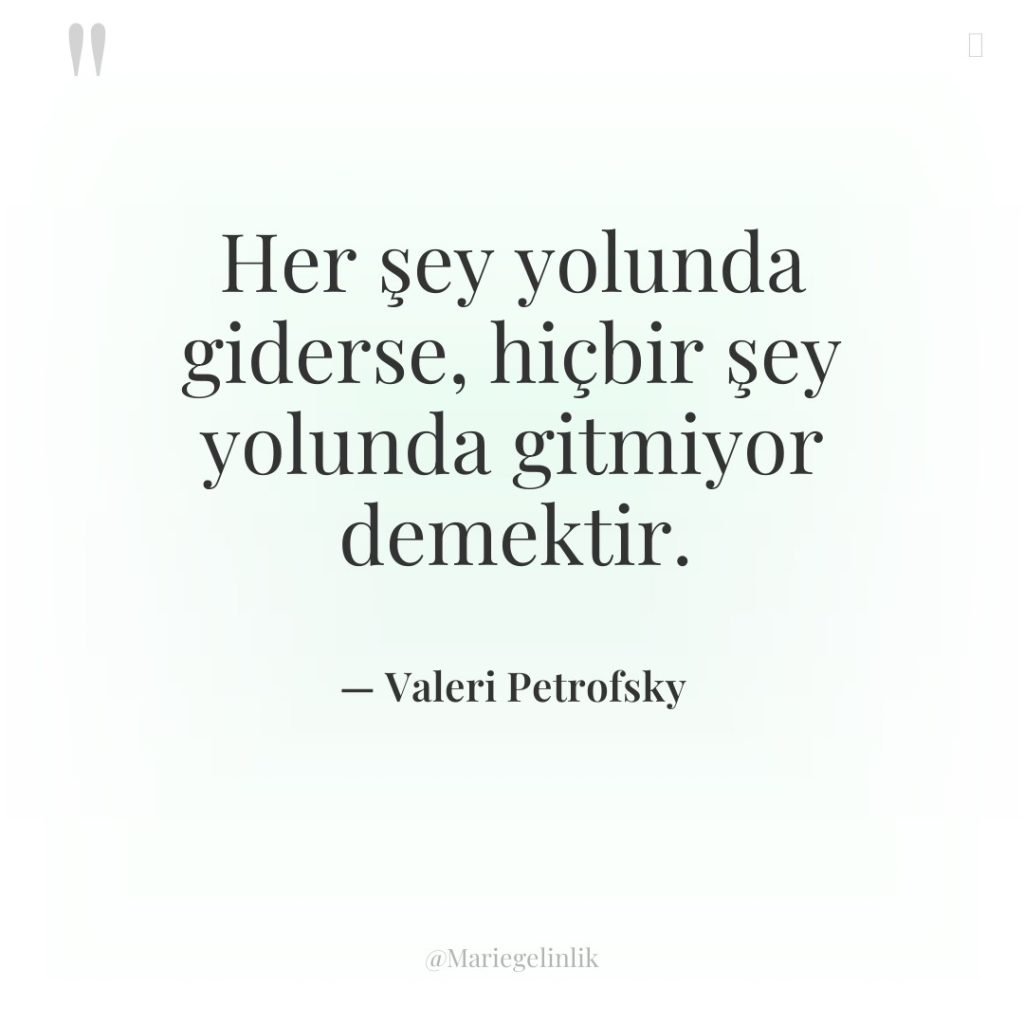 Her şey yolunda giderse, hiçbir şey yolunda gitmiyor demektir.