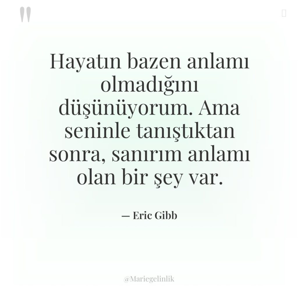 Hayatın bazen anlamı olmadığını düşünüyorum. Ama seninle tanıştıktan sonra, sanırım…