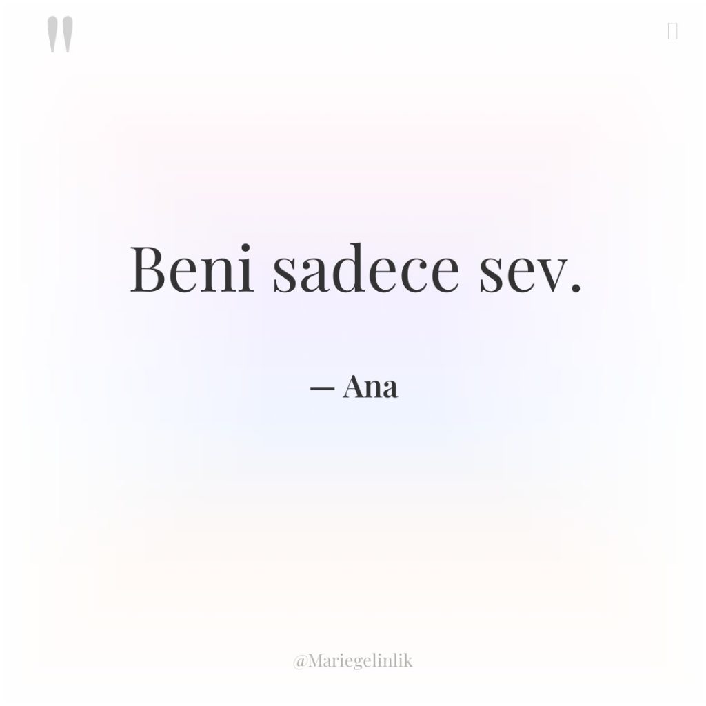 Beni sadece sev.