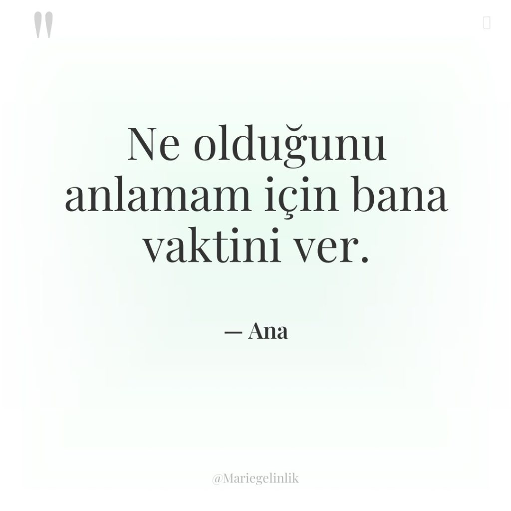 Ne olduğunu anlamam için bana vaktini ver.