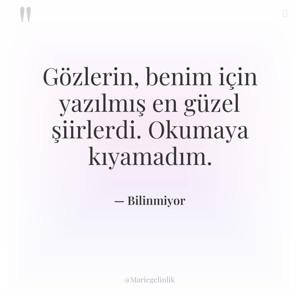 Gözlerin, benim için yazılmış en güzel şiirlerdi. Okumaya kıyamadım.