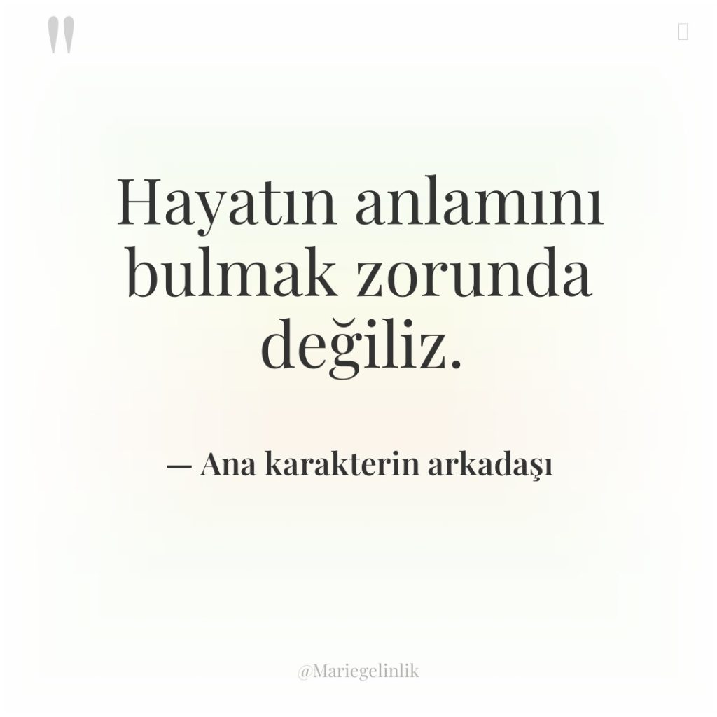 Hayatın anlamını bulmak zorunda değiliz.