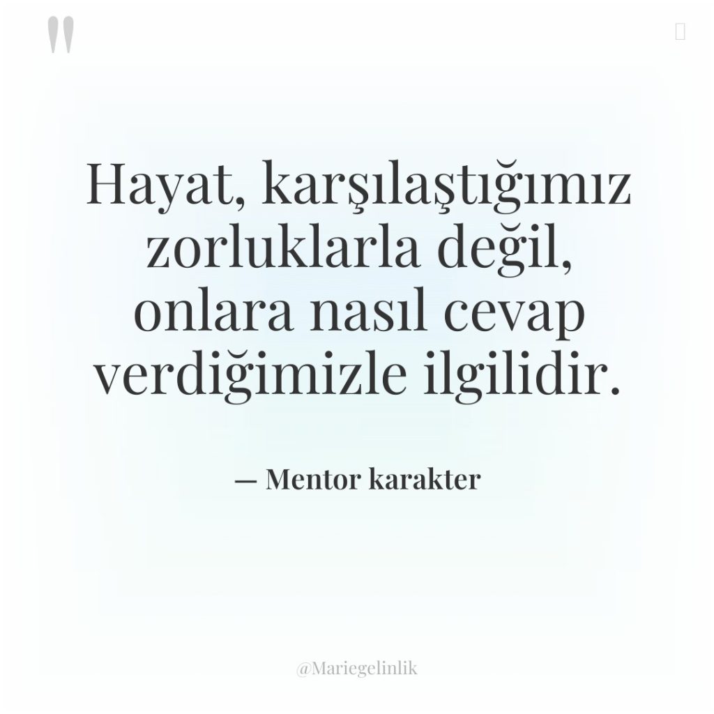 Hayat, karşılaştığımız zorluklarla değil, onlara nasıl cevap verdiğimizle ilgilidir.