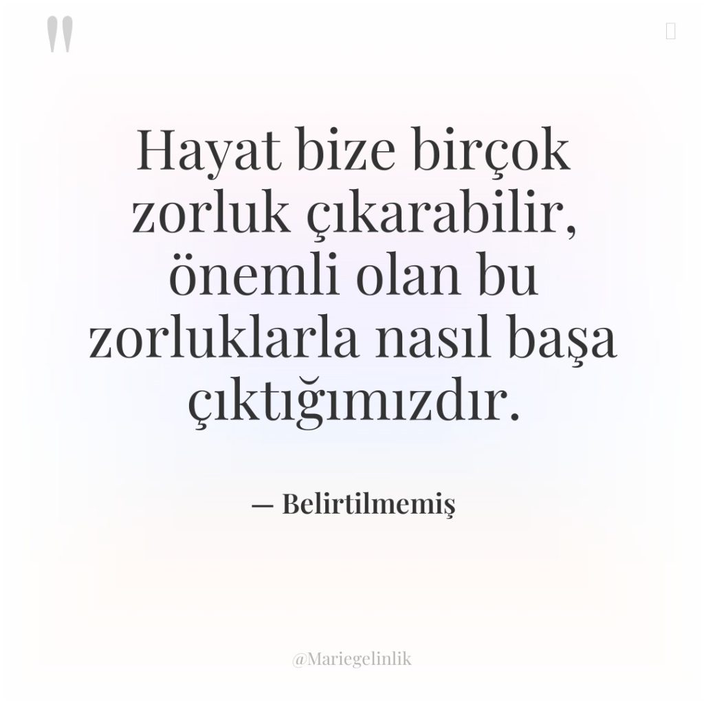 Hayat bize birçok zorluk çıkarabilir, önemli olan bu zorluklarla nasıl…