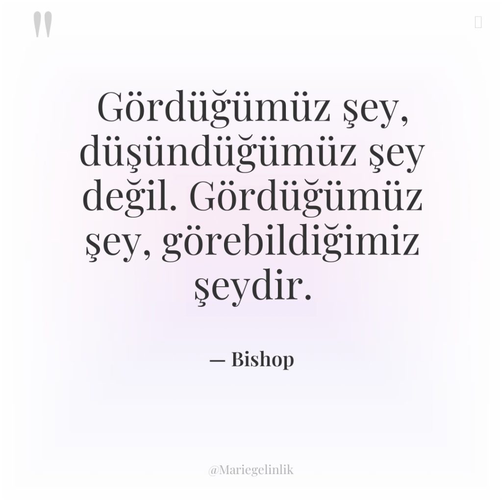 Gördüğümüz şey, düşündüğümüz şey değil. Gördüğümüz şey, görebildiğimiz şeydir.