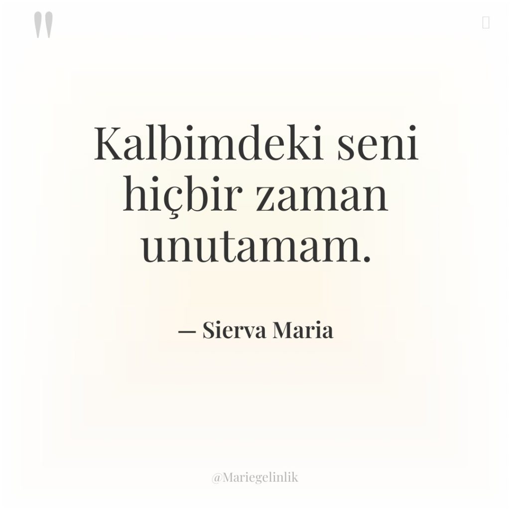 Kalbimdeki seni hiçbir zaman unutamam.