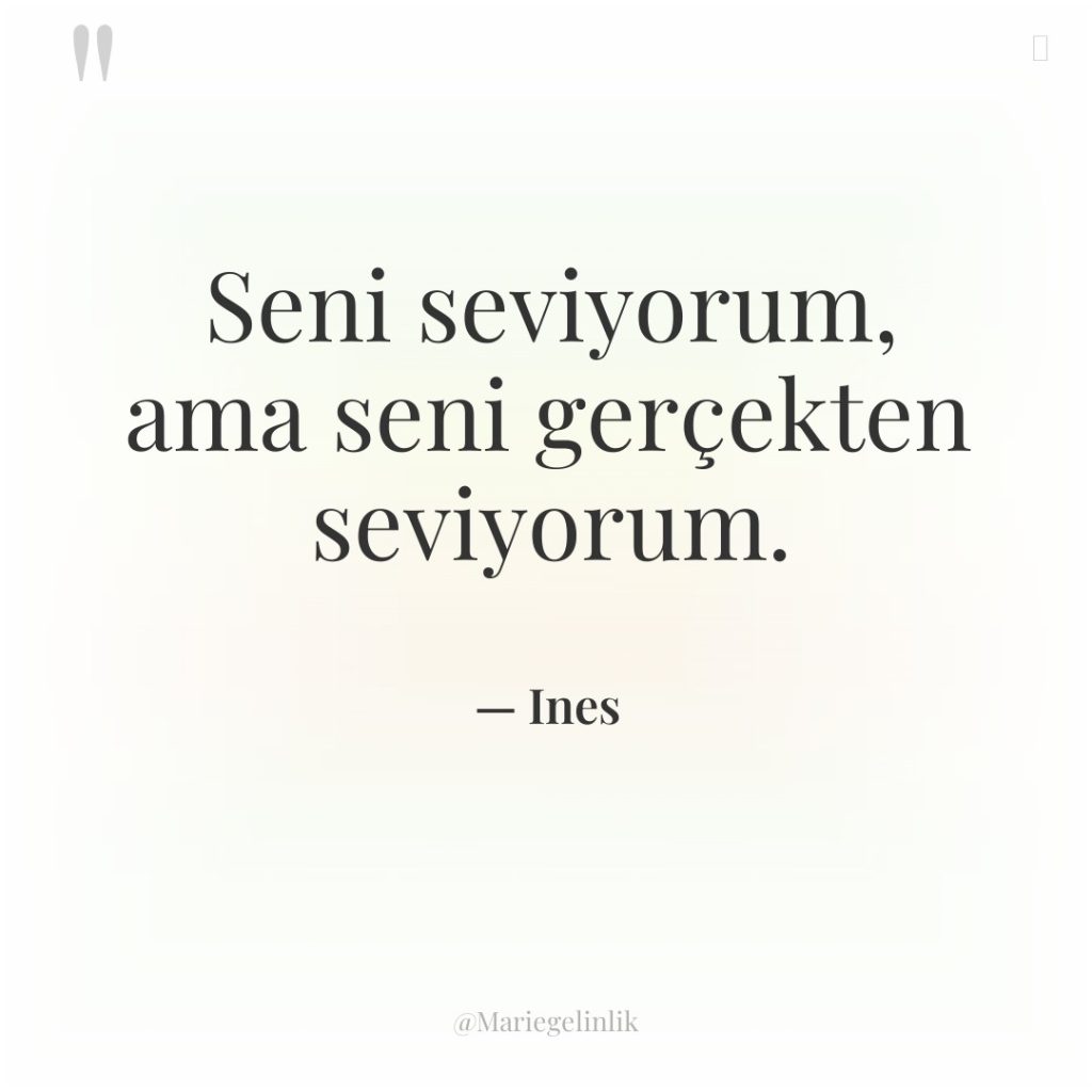 Seni seviyorum, ama seni gerçekten seviyorum.