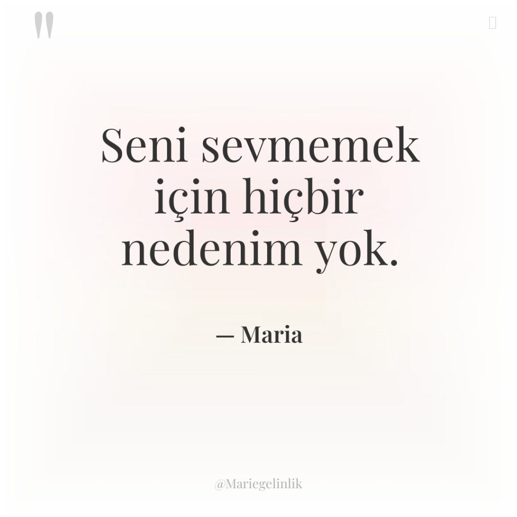 Seni sevmemek için hiçbir nedenim yok.
