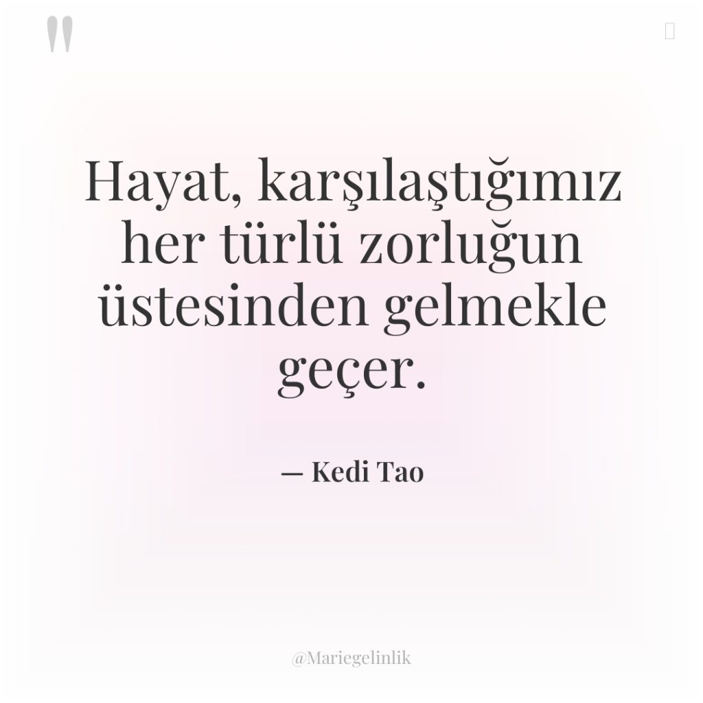Hayat, karşılaştığımız her türlü zorluğun üstesinden gelmekle geçer.