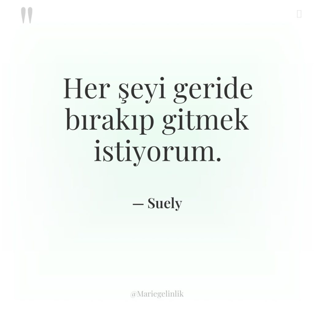 Her şeyi geride bırakıp gitmek istiyorum.