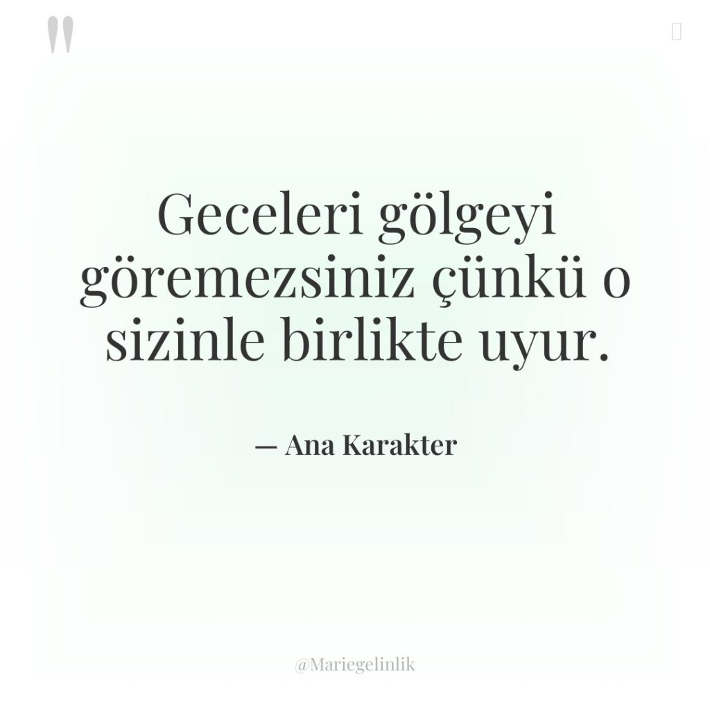 Geceleri gölgeyi göremezsiniz çünkü o sizinle birlikte uyur.