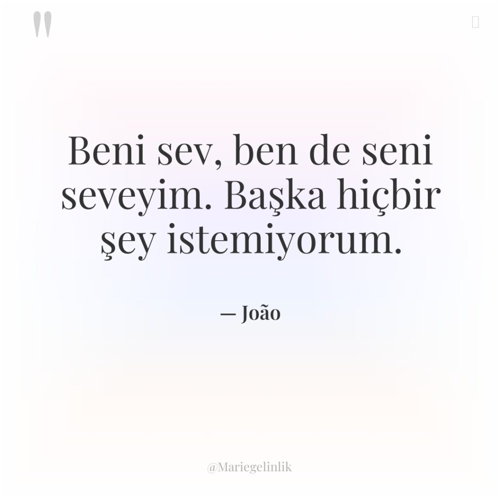Beni sev, ben de seni seveyim. Başka hiçbir şey istemiyorum.