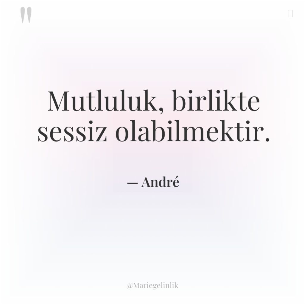 Mutluluk, birlikte sessiz olabilmektir.