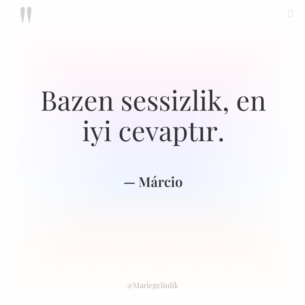 Bazen sessizlik, en iyi cevaptır.