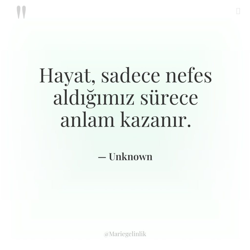 Hayat, sadece nefes aldığımız sürece anlam kazanır.