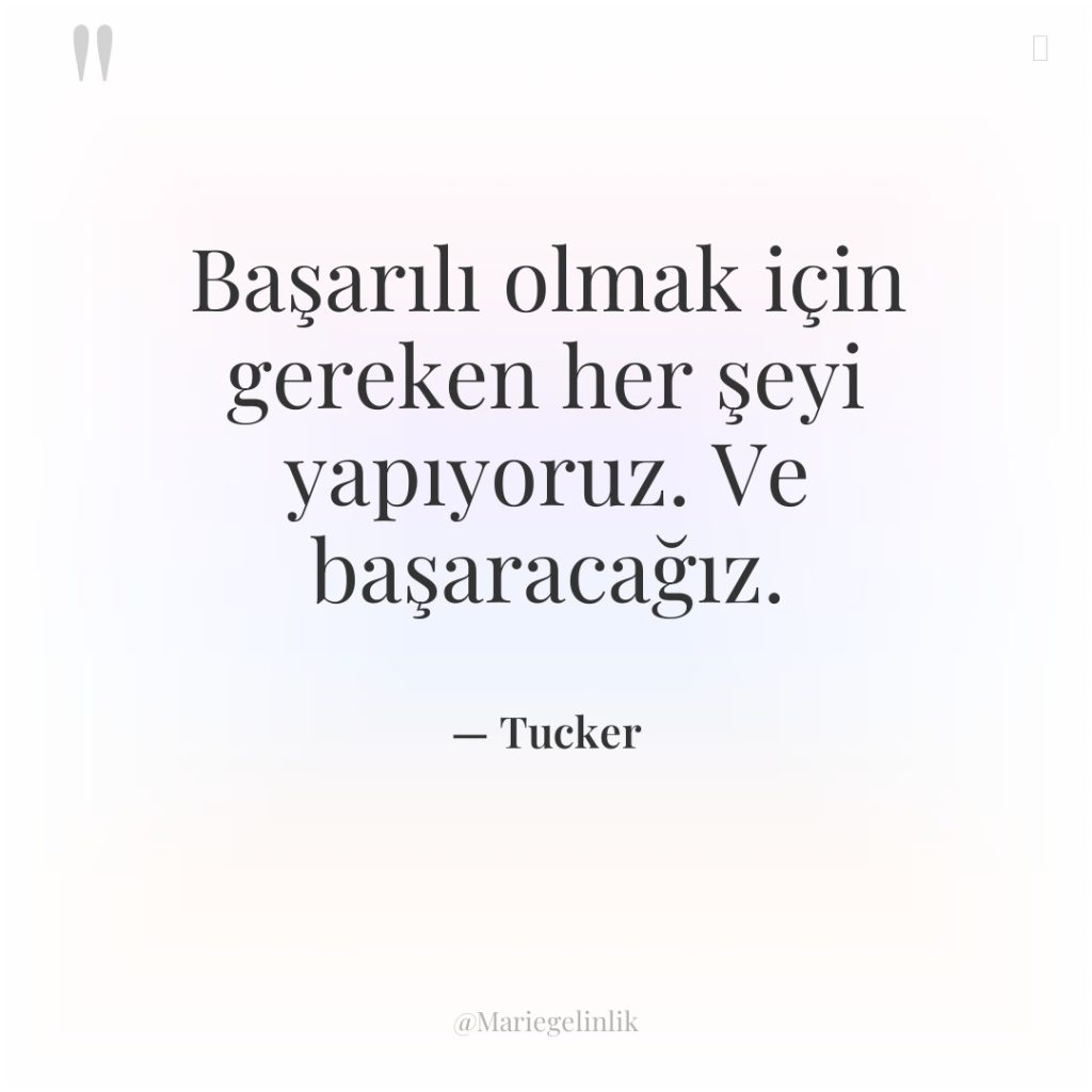 Başarılı olmak için gereken her şeyi yapıyoruz. Ve başaracağız.