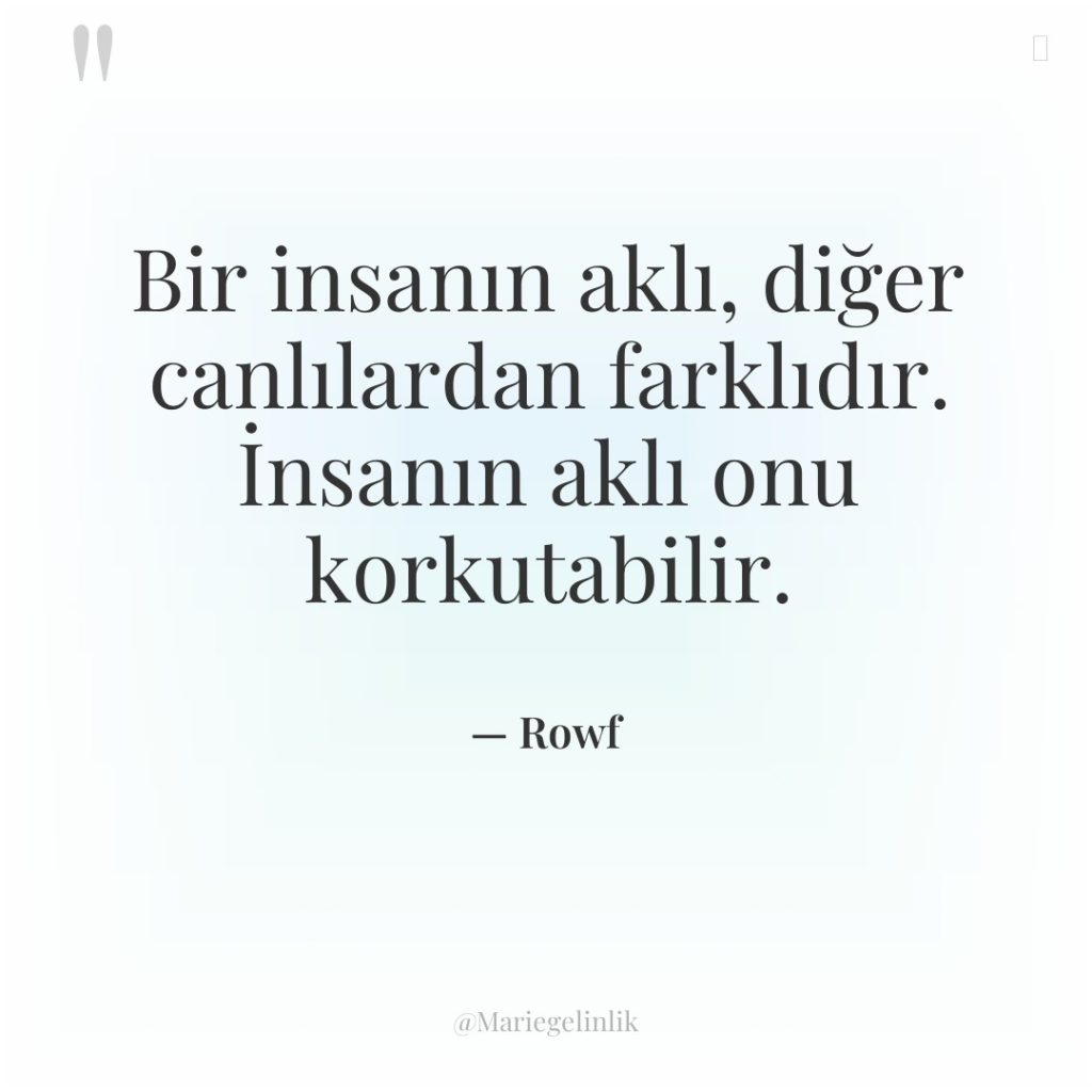 Bir insanın aklı, diğer canlılardan farklıdır. İnsanın aklı onu korkutabilir.